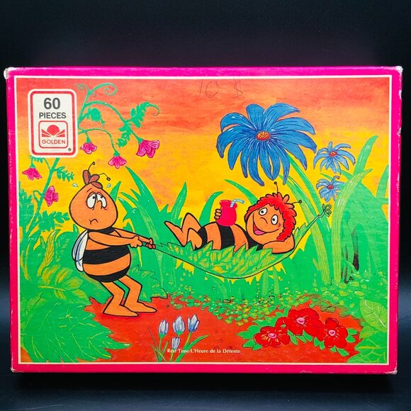 Vintage 70s Maya The Bee Jigsaw Puzzle: 60 pcs COMPLETE, GenX Cartoon Character - Picture 1 of 15